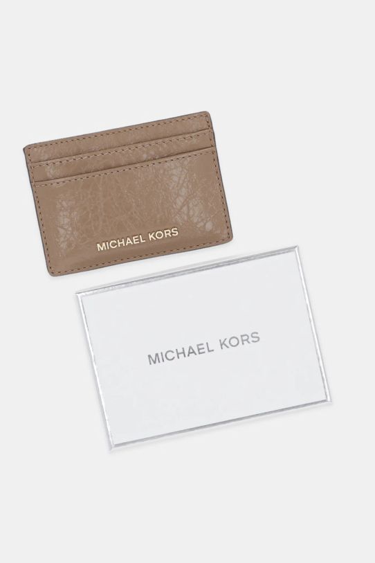 Accesorii MICHAEL Michael Kors husă din piele pentru carduri 32R5GJ6D1L bej