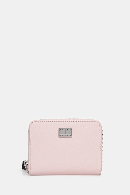 Πορτοφόλι Tommy Jeans απομίμηση λείου δέρματος ροζ AW0AW17298