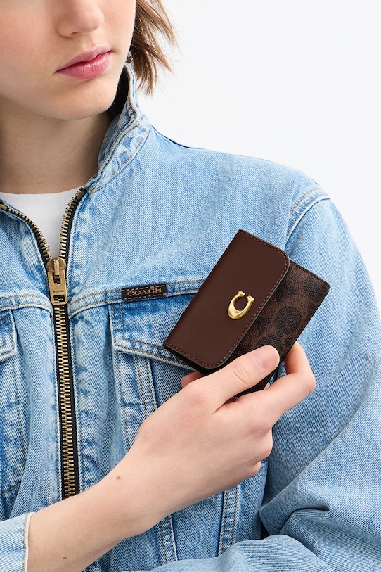 Akcesoria Coach portfel CAN48 brązowy