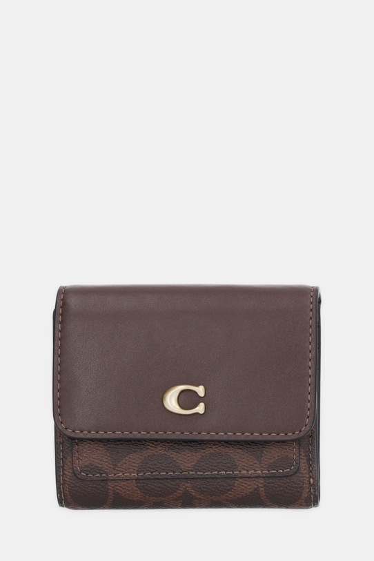 Coach portfel imitacja skóry licowej brązowy CAT56