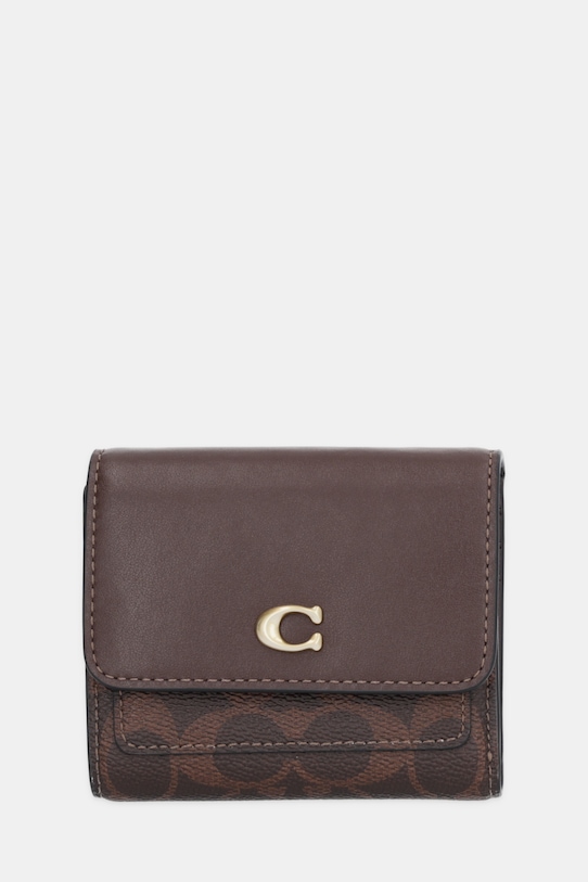 Coach portfel imitacja skóry licowej brązowy CAT56