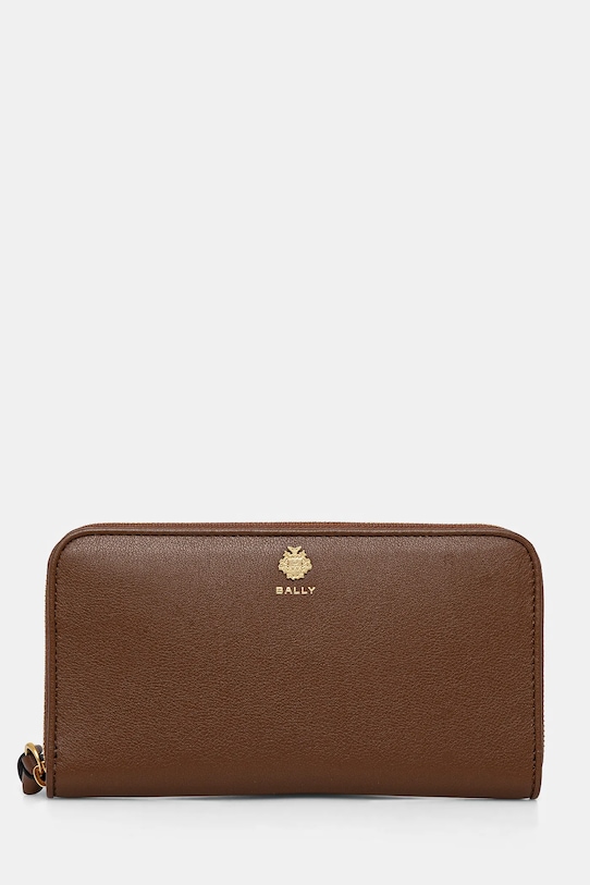 Шкіряний гаманець Bally лицьова шкіра коричневий WLL00C