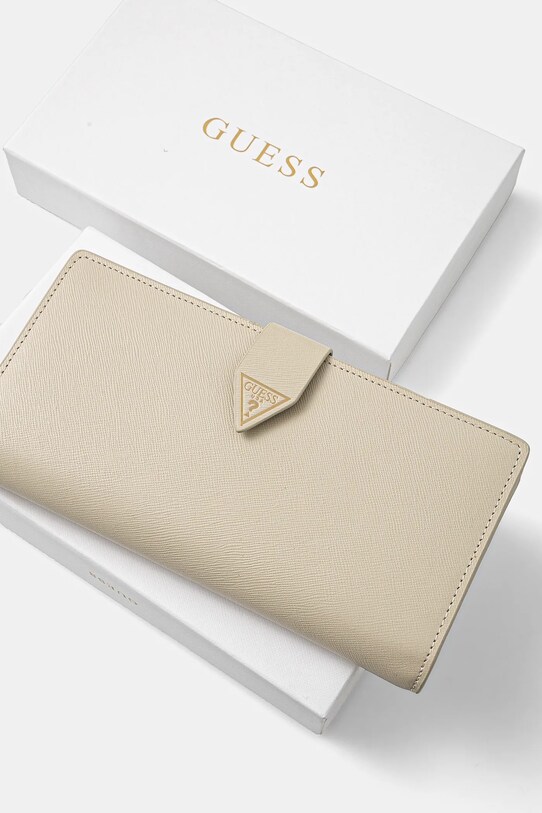 Δερμάτινο πορτοφόλι Guess MIRIAM μπεζ RW1771.P5201