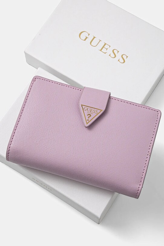 Δερμάτινο πορτοφόλι Guess MIRIAM μωβ RW1772.P5201