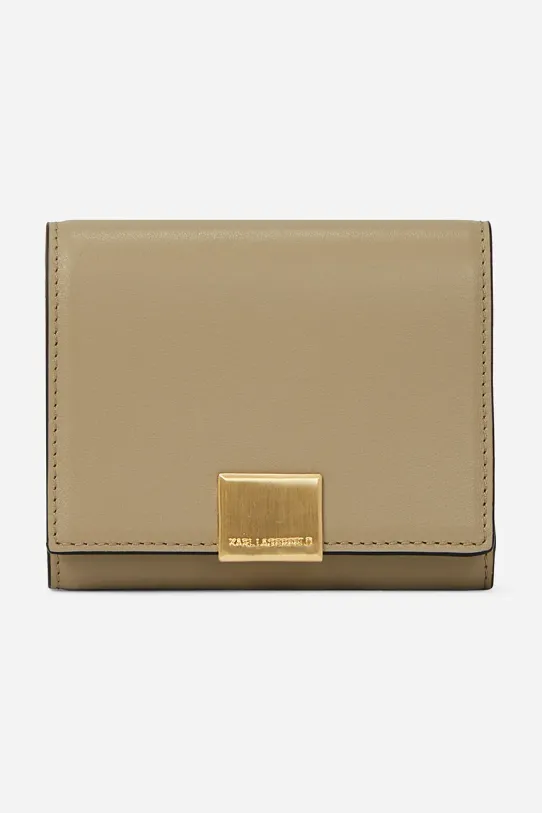Karl Lagerfeld portfel skórzany skóra licowa beżowy A2W32030