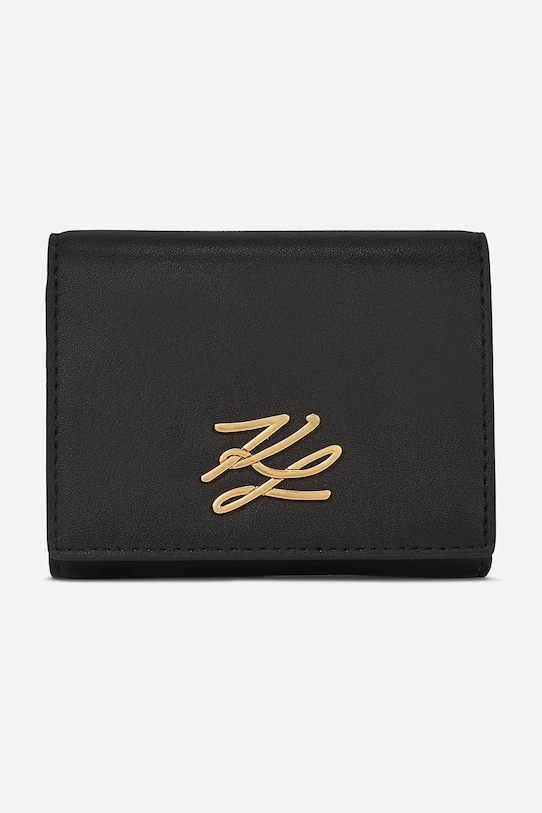 Kožená peňaženka Karl Lagerfeld usňová koža čierna A2W32032