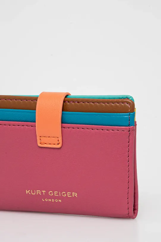 Akcesoria Kurt Geiger London etui na karty skórzane KENSINGTON 1275099109 różowy