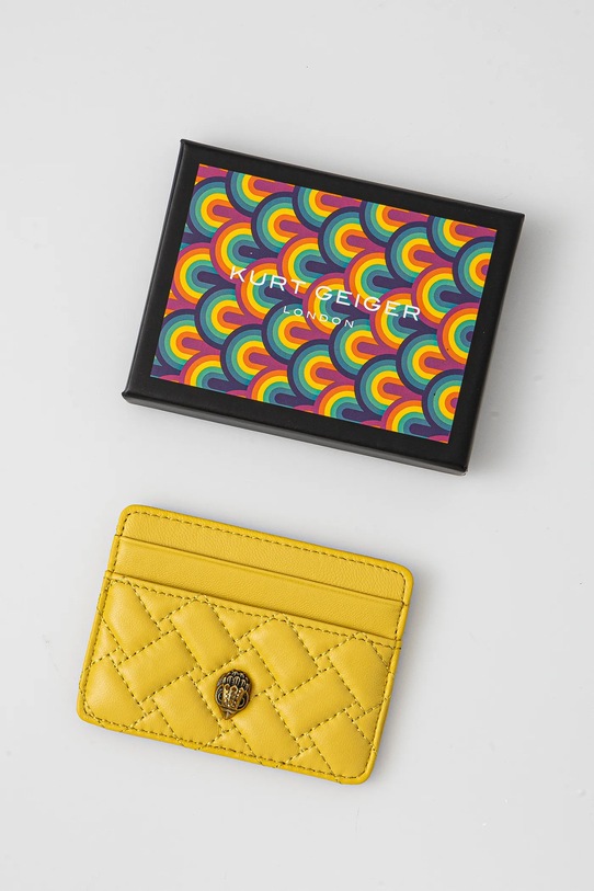 Akcesoria Kurt Geiger London etui na karty skórzane KENSINGTON 1274693109 żółty