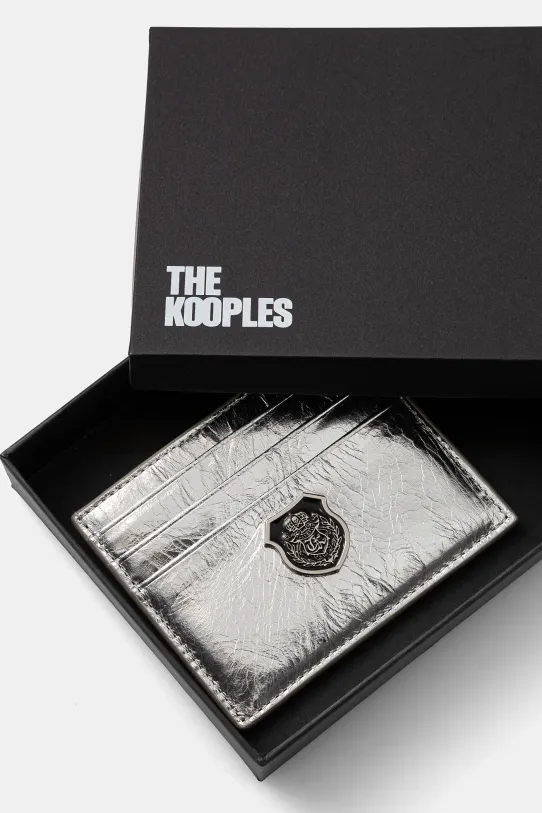 Αξεσουάρ Δερμάτινη θήκη για κάρτες The Kooples AFPM30000K ασημί