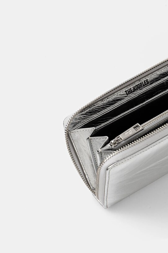 Accesorii The Kooples portofel de piele AFPM30001K argintiu