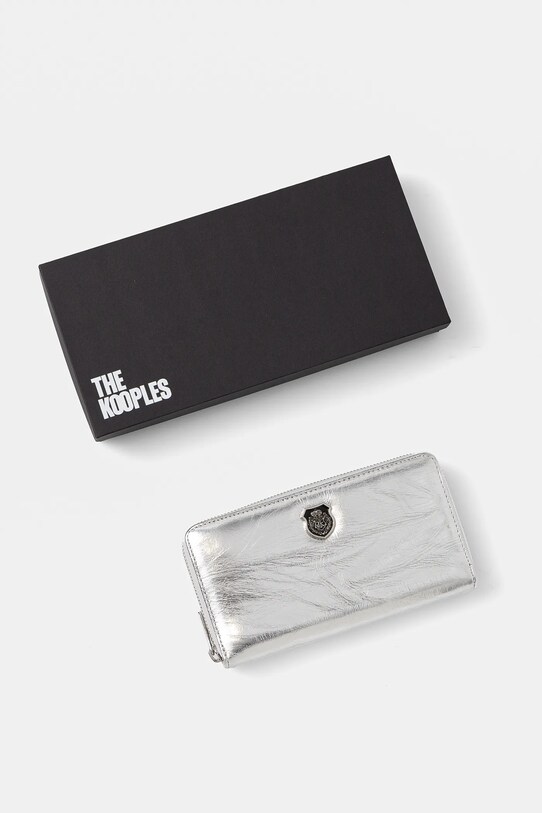 The Kooples portofel de piele argintiu AFPM30001K