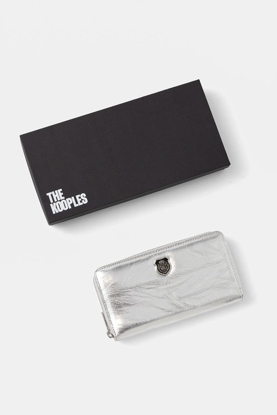 Usnjena denarnica The Kooples srebrna AFPM30001K