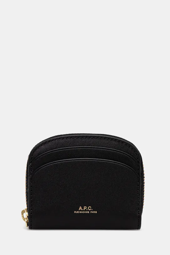 A.P.C. portfel skórzany Compact Demi-Lune Mini gładkie czarny PXAWV.F63437