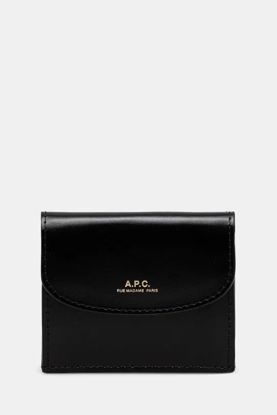A.P.C. leather wallet Trifold Geneve plain black PXBMW.F63483