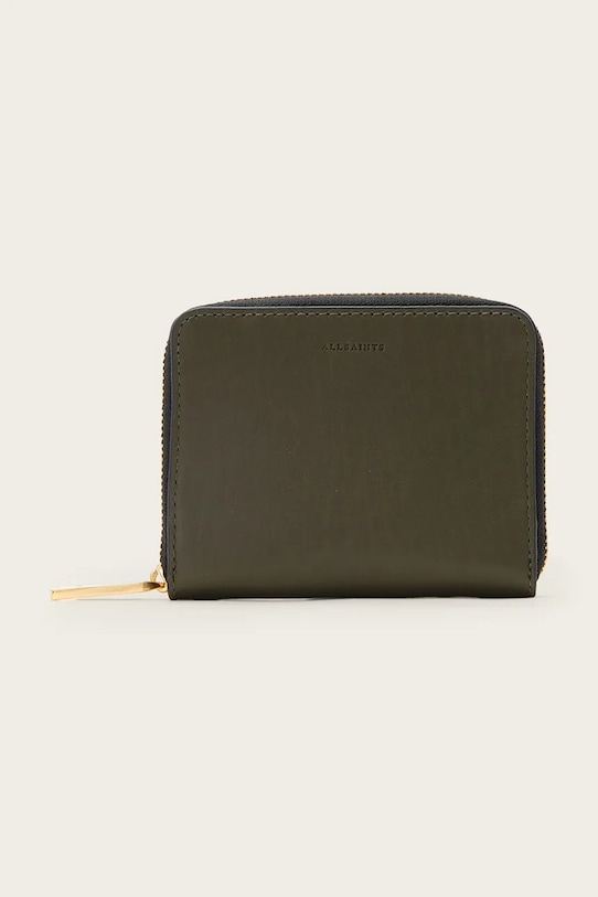 AllSaints portofel de piele LENA HEX piele verde W130XC