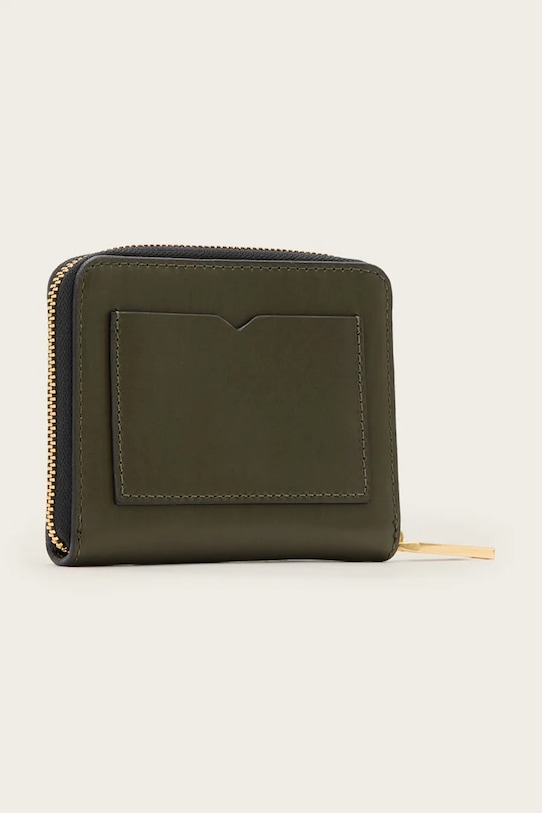 Accesorii AllSaints portofel de piele LENA HEX W130XC verde