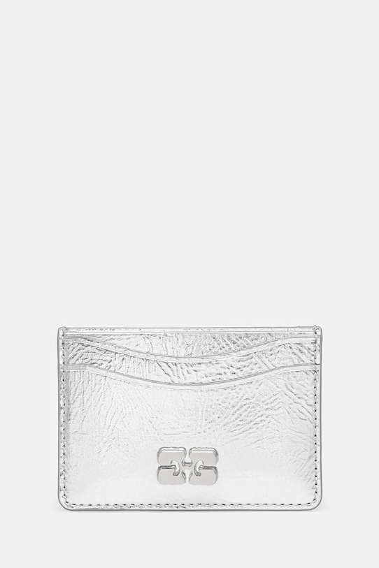 GANNI etui na karty Bou Card Holder Planet friendly srebrny A6596