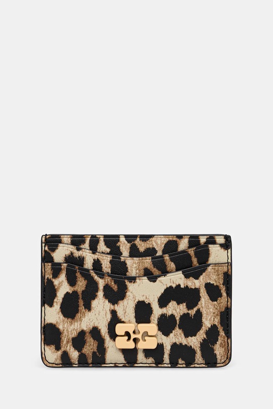 GANNI etui na karty skórzane Card Holder Planet friendly brązowy A6541