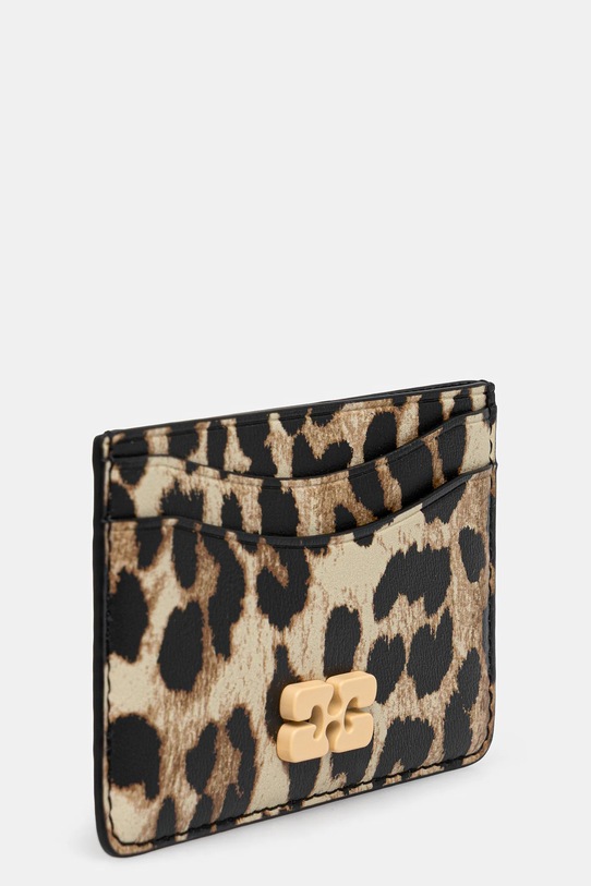 Шкіряний чохол на банківські карти GANNI Card Holder A6541 коричневий SS25