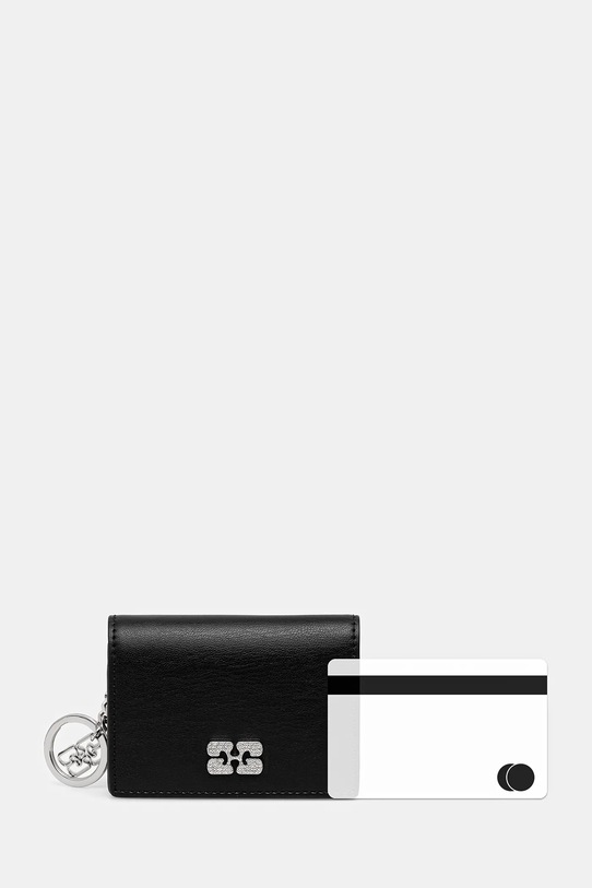GANNI portfel Flap Card Holder Strass A6395 czarny