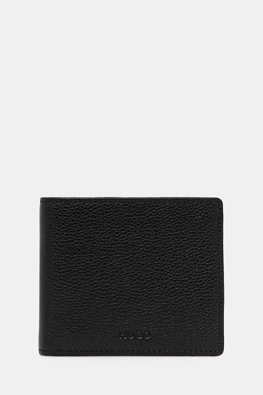 Δερμάτινο πορτοφόλι HUGO λείο δέρμα μαύρο 50536046