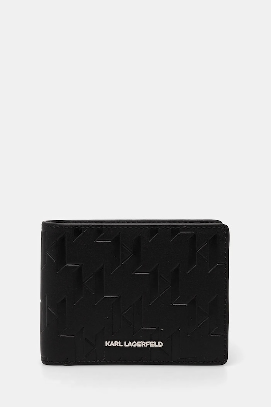 Δερμάτινο πορτοφόλι Karl Lagerfeld K/LOOM λείο δέρμα μαύρο A1M32015