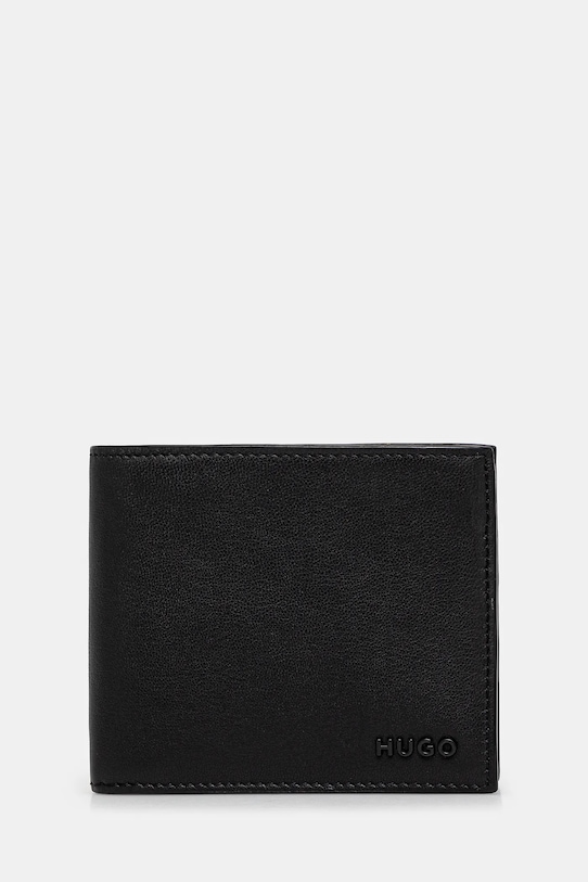 HUGO bőr pénztárca sima fekete 50536058