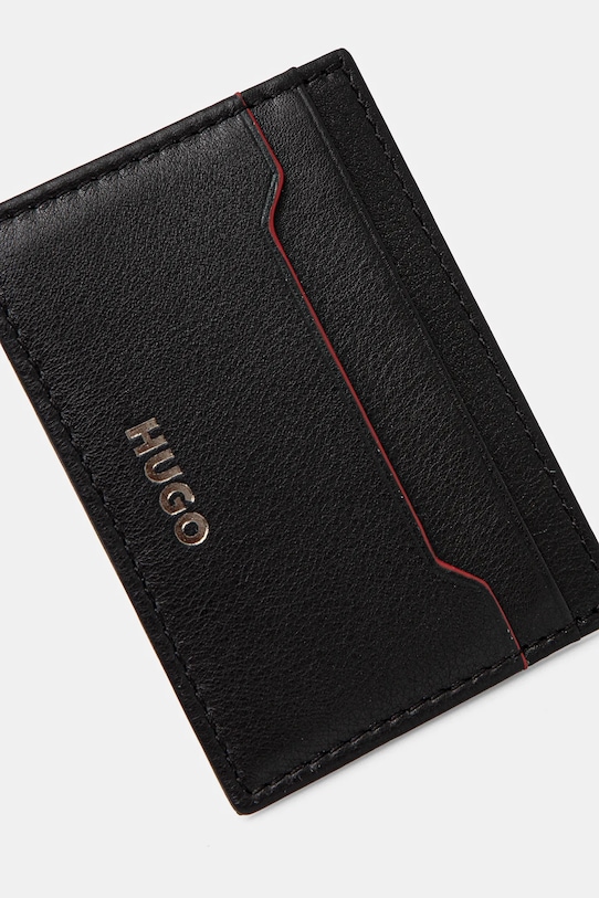 HUGO etui na kartę skórzane + brelok czarny 50536411