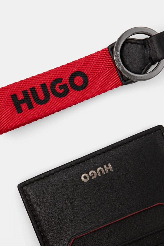 HUGO etui na kartę skórzane + brelok 50536411 czarny