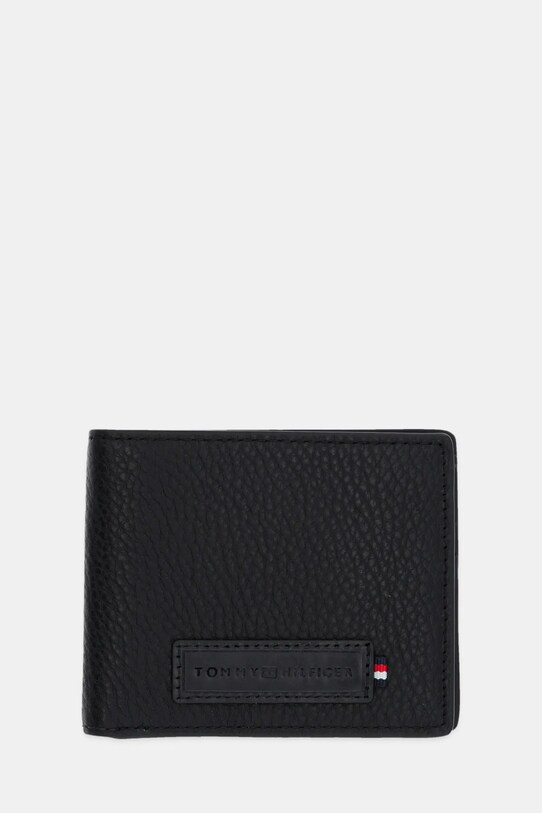 Шкіряний гаманець Tommy Hilfiger лицьова шкіра чорний AM0AM13031