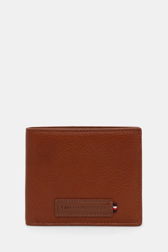 Tommy Hilfiger portfel skórzany skóra licowa brązowy AM0AM13032