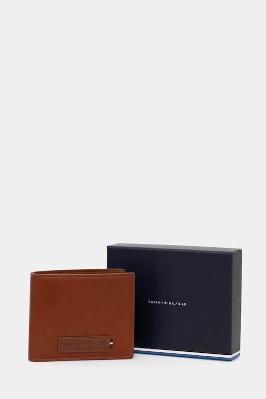 Tommy Hilfiger portfel skórzany brązowy AM0AM13032