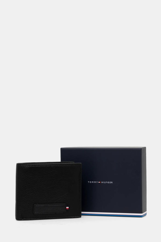 Kožená peněženka Tommy Hilfiger černá AM0AM13032