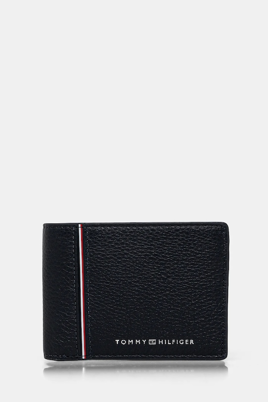 Kožená peněženka Tommy Hilfiger přírodní kůže námořnická modř AM0AM13042