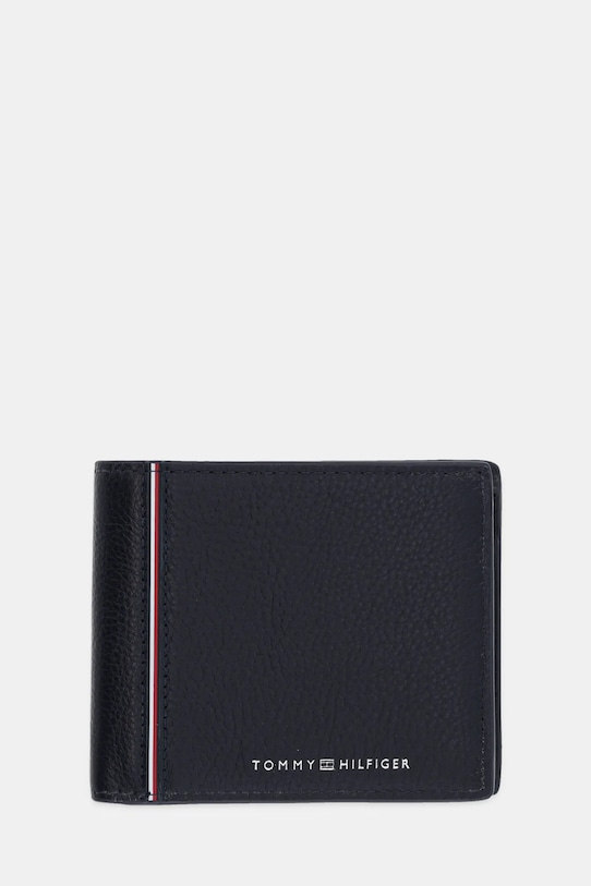 Kožená peněženka Tommy Hilfiger přírodní kůže námořnická modř AM0AM13043