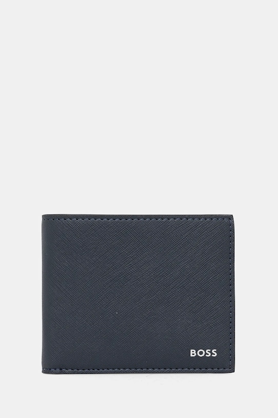 Δερμάτινο πορτοφόλι BOSS λείο δέρμα μπλε 50536710