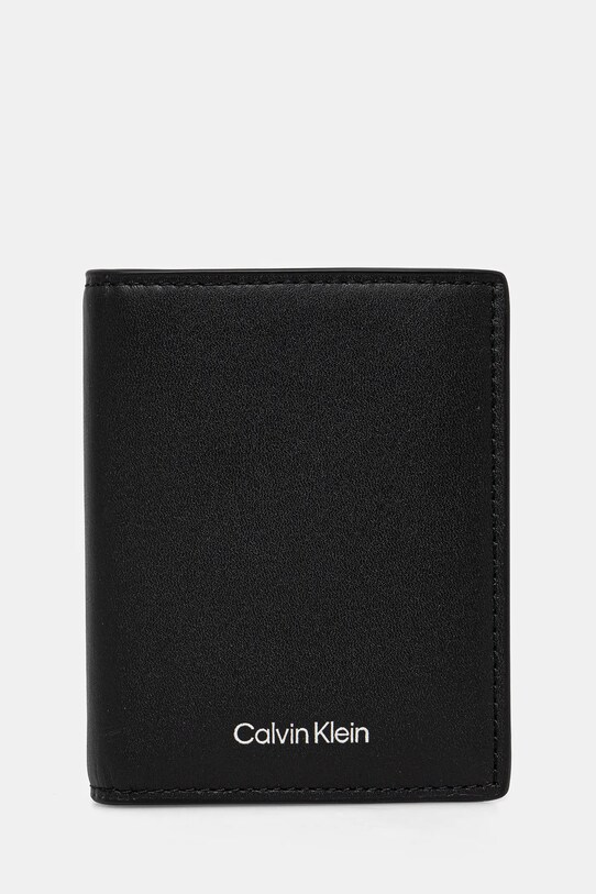Шкіряний гаманець Calvin Klein лицьова шкіра чорний K50K512694