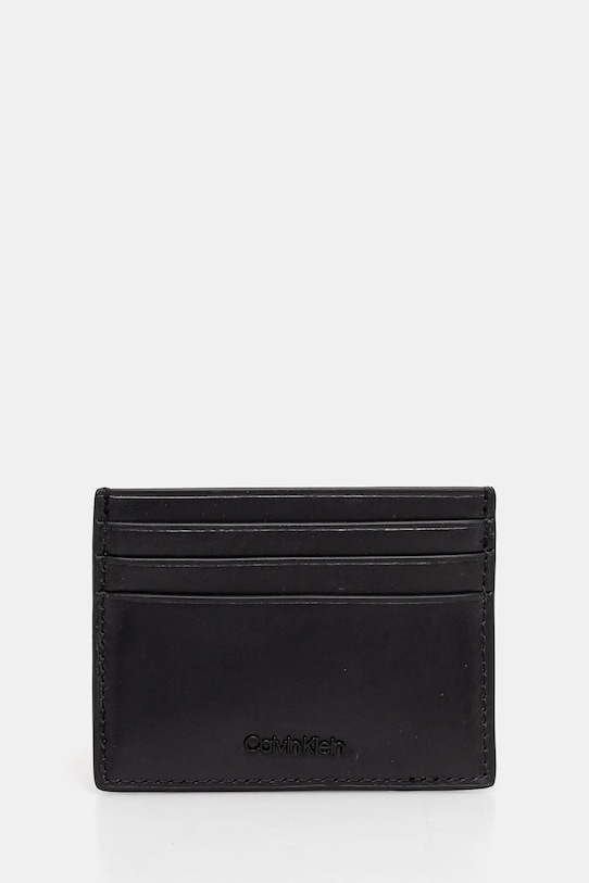 Калъф за карти Calvin Klein гладка кожа черен K50K512697