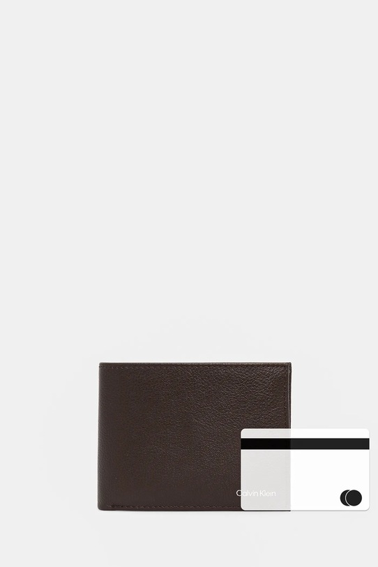 Kožená peněženka Calvin Klein K50K512790 hnědá