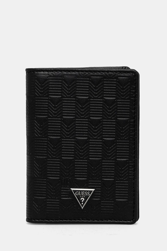 Guess portfel skórzany MADRID drobny wzór czarny SMMADL.LEA20