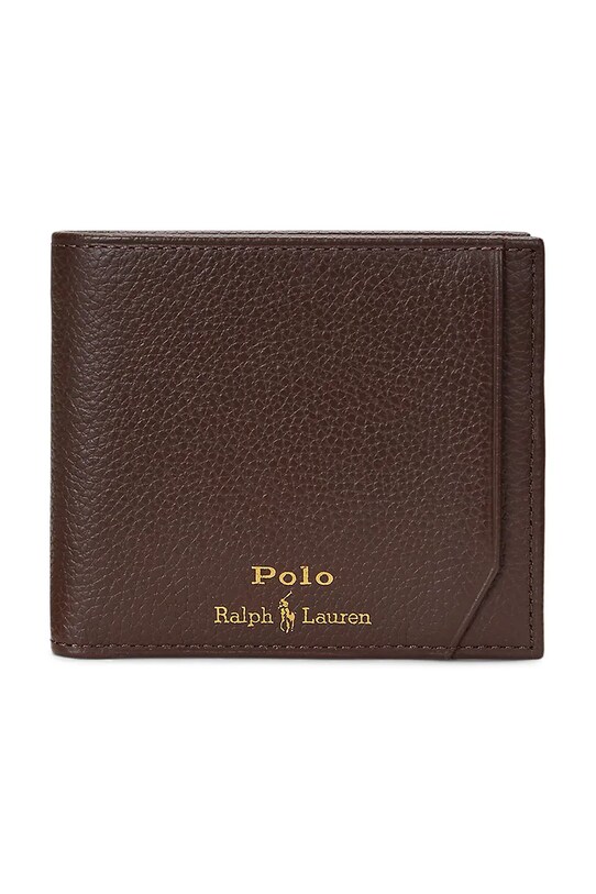Δερμάτινο πορτοφόλι Polo Ralph Lauren λείο δέρμα καφέ 405963224