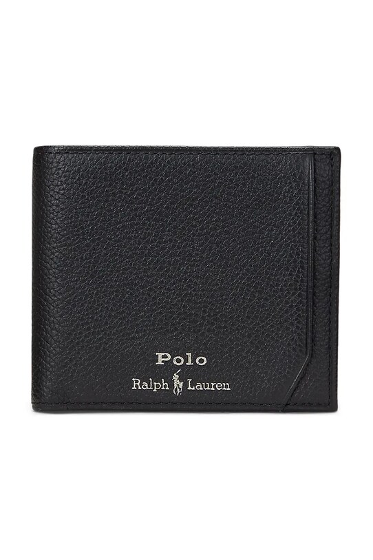 Шкіряний гаманець Polo Ralph Lauren лицьова шкіра чорний 405963224