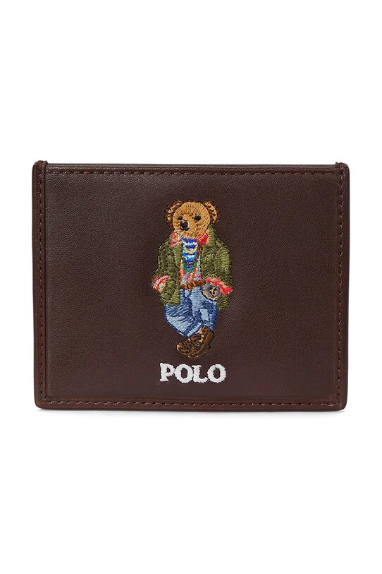 Кожен калъф за карти Polo Ralph Lauren гладка кожа кафяв 405964517