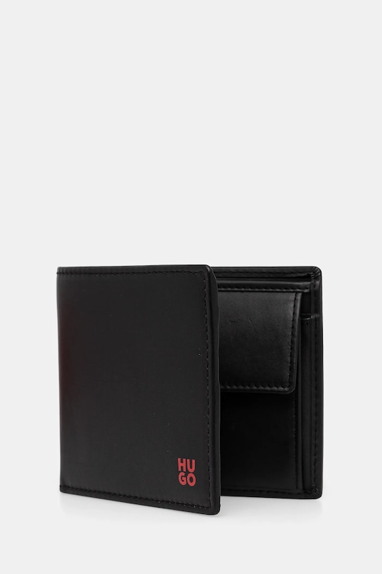Δερμάτινο πορτοφόλι HUGO 50546136 μαύρο SS25
