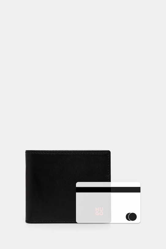 Δερμάτινο πορτοφόλι HUGO 50546136 μαύρο