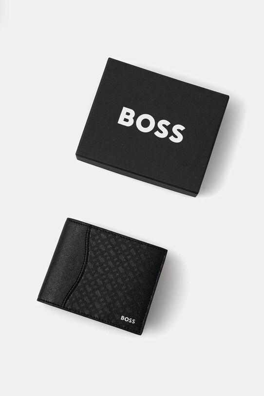 Шкіряний гаманець BOSS 50542387 чорний
