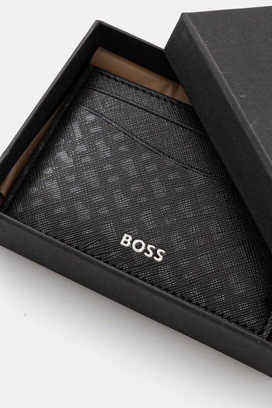 Шкіряний чохол на банківські карти BOSS чорний 50542389