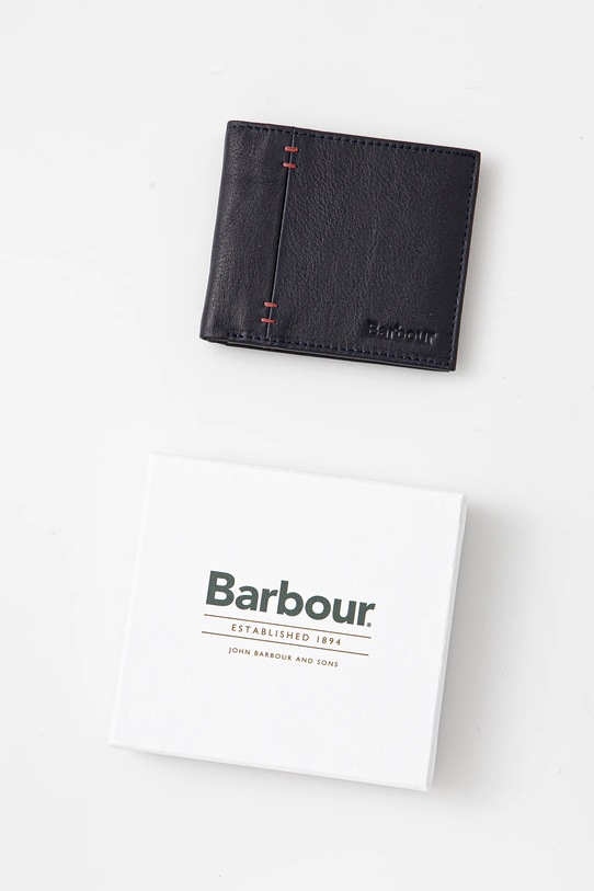 Barbour portafoglio in pelle Lossie Leather Billfold Wallet blu navy MLG0071