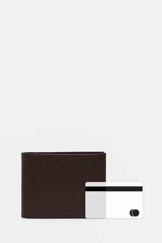 Kožená peněženka Calvin Klein K50K512849 hnědá
