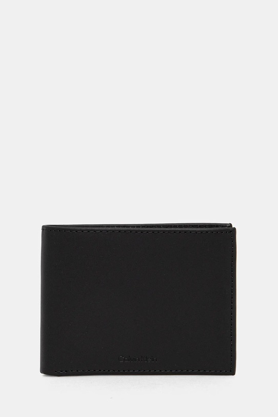 Шкіряний гаманець Calvin Klein лицьова шкіра чорний K50K512849